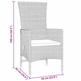 vidaXL Tuin Eettafel Set met kussen 3 pcs Beige poly rattan