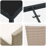 vidaXL Tuin Eettafel Set met kussen 3 pcs Beige poly rattan