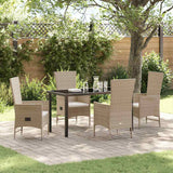 vidaXL Tuin Eettafel Set met kussen 3 pcs Beige poly rattan