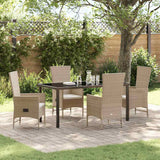 vidaXL Tuin Eettafel Set met kussen 3 pcs Beige poly rattan