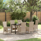vidaXL Tuin Eettafel Set met kussen 3 pcs Beige poly rattan