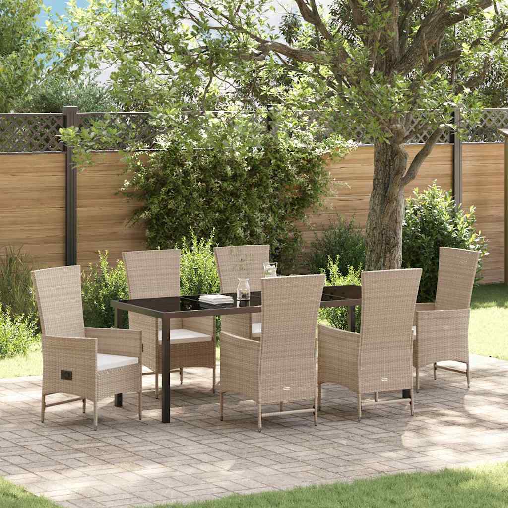 vidaXL Tuin Eettafel Set met kussen 3 pcs Beige poly rattan