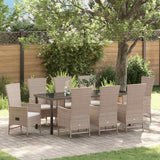 vidaXL Tuin Eettafel Set met kussen 3 pcs Beige poly rattan