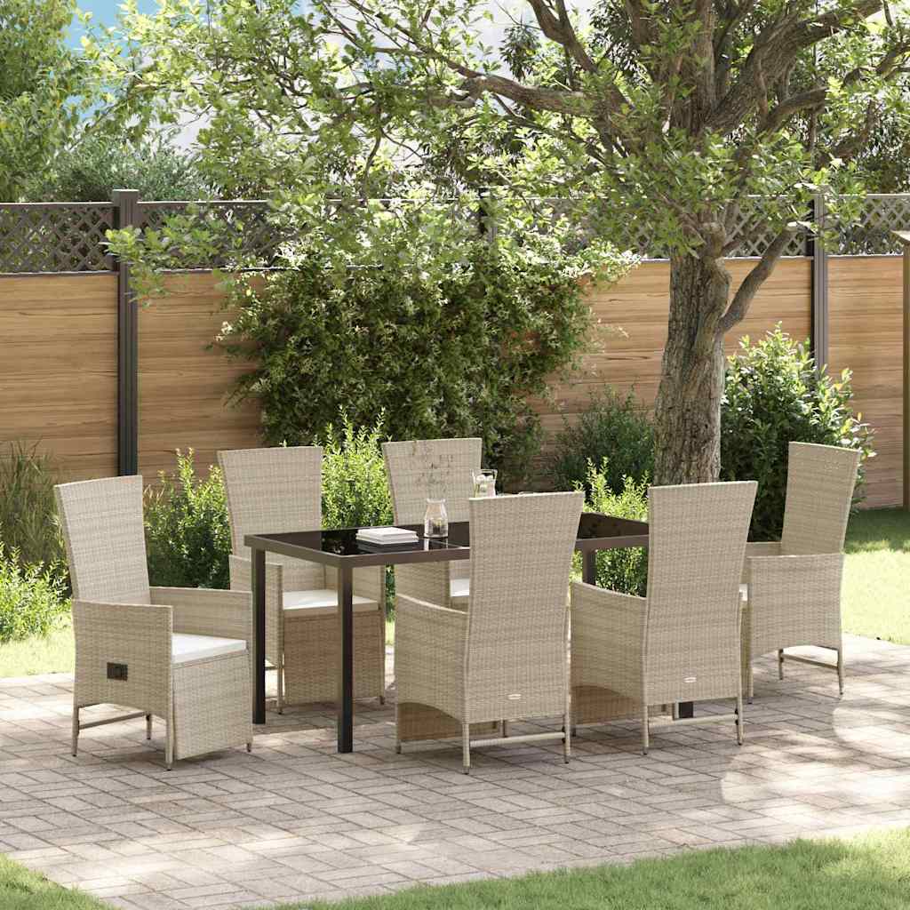 vidaXL Tuin Eettafel Set met kussen 3 pcs Beige poly rattan