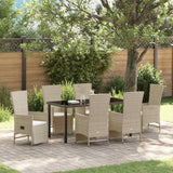 vidaXL Tuin Eettafel Set met kussen 3 pcs Beige poly rattan