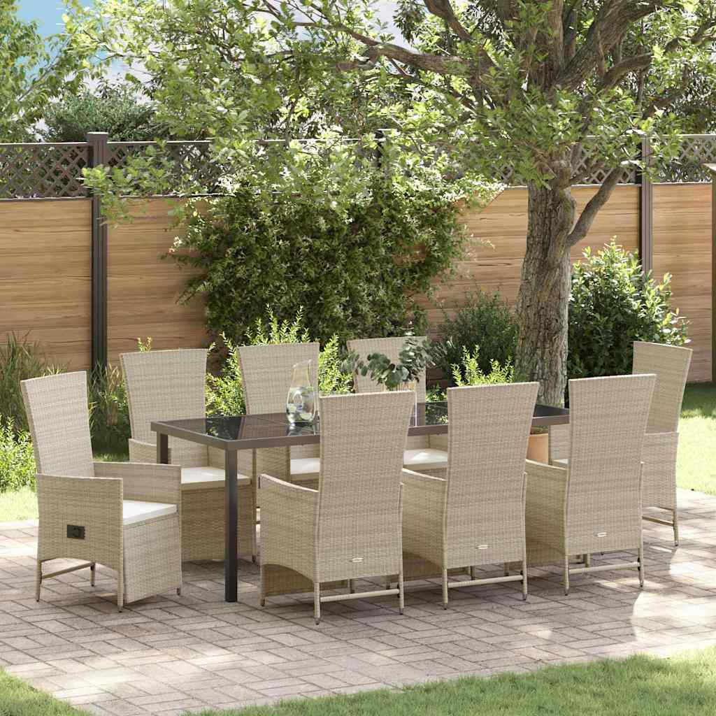 vidaXL Tuin Eettafel Set met kussen 3 pcs Beige poly rattan