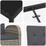 vidaXL Tuin Eettafel Set met kussen 3 pcs Grijs poly rattan