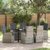 vidaXL Tuin Eettafel Set met kussen 3 pcs Grijs poly rattan