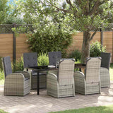 vidaXL Tuin Eettafel Set met kussen 3 pcs Grijs poly rattan