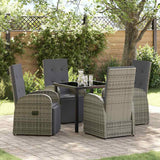 vidaXL Tuin Eettafel Set met kussen 3 pcs Grijs poly rattan