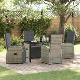 vidaXL Tuin Eettafel Set met kussen 3 pcs Grijs poly rattan
