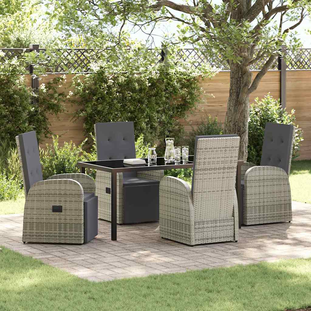 vidaXL Tuin Eettafel Set met kussen 3 pcs Grijs poly rattan