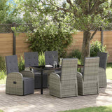 vidaXL Tuin Eettafel Set met kussen 3 pcs Grijs poly rattan