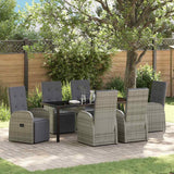 vidaXL Tuin Eettafel Set met kussen 3 pcs Grijs poly rattan
