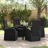 vidaXL Garden Dining Set with Cushions 3 pcs Black Poly Rattan