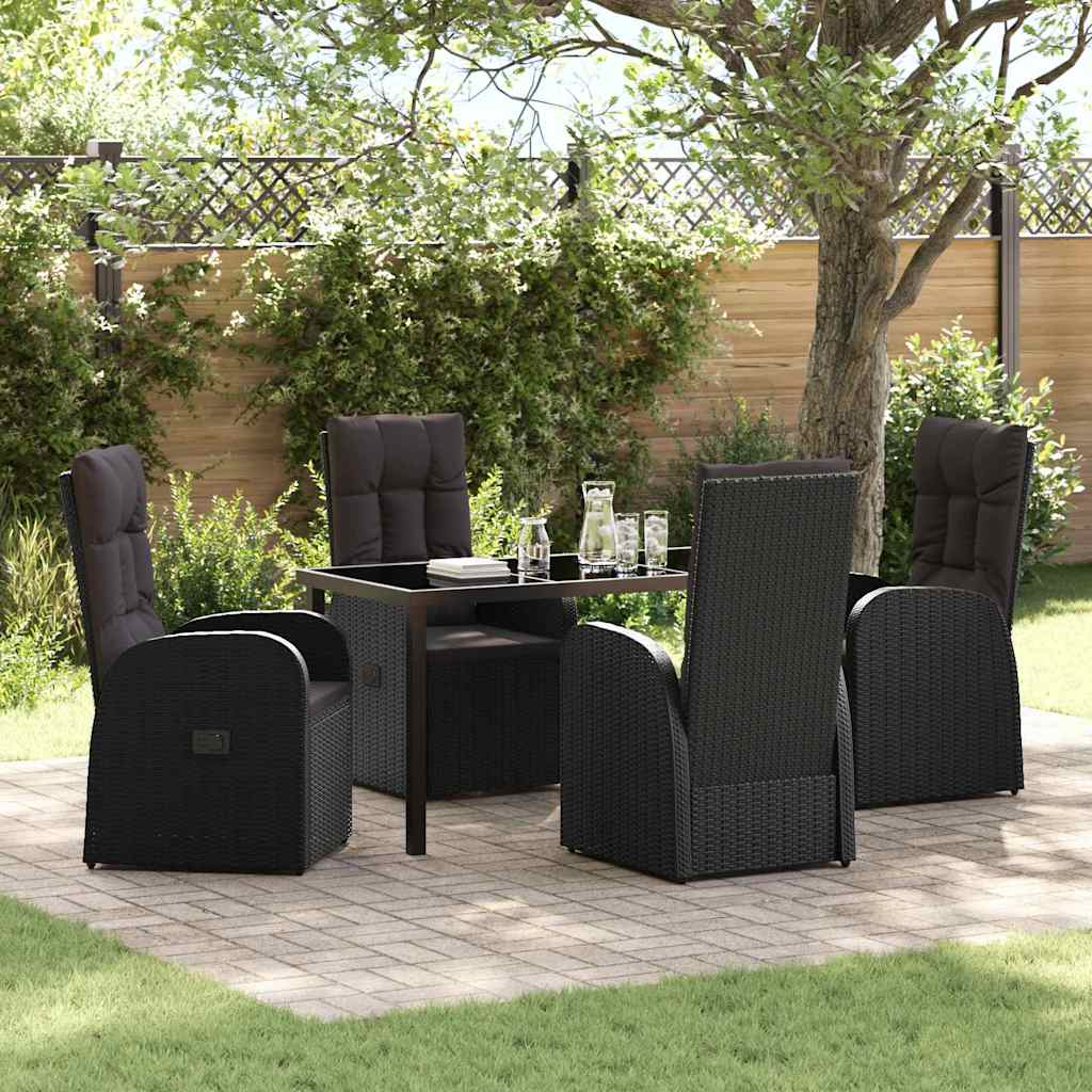 vidaXL Garden Dining Set with Cushions 3 pcs Black Poly Rattan