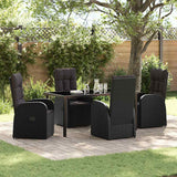 vidaXL Garden Dining Set with Cushions 3 pcs Black Poly Rattan