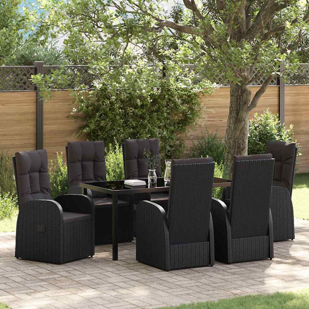 vidaXL Garden Dining Set with Cushions 3 pcs Black Poly Rattan