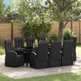 vidaXL Garden Dining Set with Cushions 3 pcs Black Poly Rattan