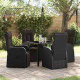vidaXL Garden Dining Set with Cushions 3 pcs Black Poly Rattan