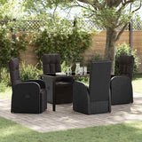 vidaXL Garden Dining Set with Cushions 3 pcs Black Poly Rattan