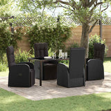 vidaXL Garden Dining Set with Cushions 3 pcs Black Poly Rattan