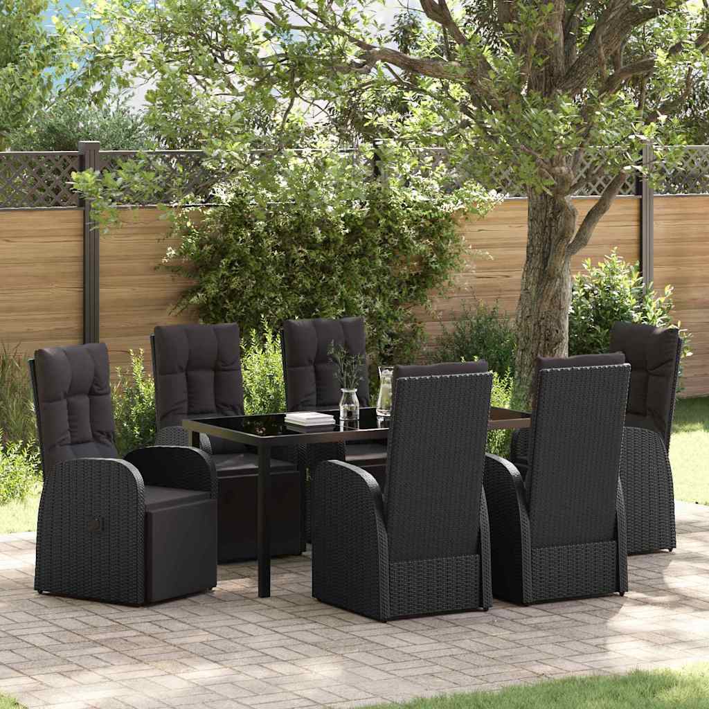 vidaXL Garden Dining Set with Cushions 3 pcs Black Poly Rattan