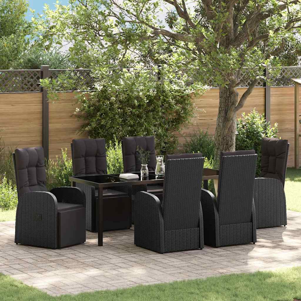 vidaXL Garden Dining Set with Cushions 3 pcs Black Poly Rattan