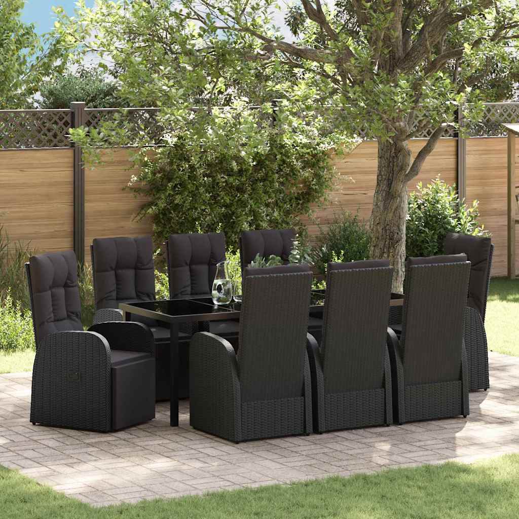 vidaXL Garden Dining Set with Cushions 3 pcs Black Poly Rattan