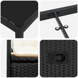 vidaXL Tuin Eettafel Set met kussen 3 pcs Zwart poly rattan
