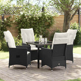 vidaXL Tuin Eettafel Set met kussen 3 pcs Zwart poly rattan