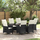 vidaXL Tuin Eettafel Set met kussen 3 pcs Zwart poly rattan