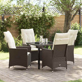 vidaXL Tuin Eettafel Set met kussen 3 pcs Zwart poly rattan