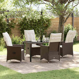vidaXL Tuin Eettafel Set met kussen 3 pcs Zwart poly rattan