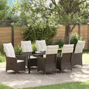 vidaXL Tuin Eettafel Set met kussen 3 pcs Zwart poly rattan