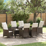 vidaXL Tuin Eettafel Set met kussen 3 pcs Zwart poly rattan