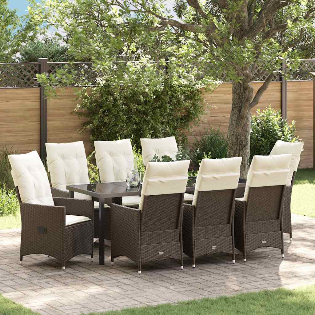 vidaXL Tuin Eettafel Set met kussen 3 pcs Zwart poly rattan