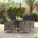 vidaXL Tuin Eettafel Set met kussen 3 pcs Zwart poly rattan