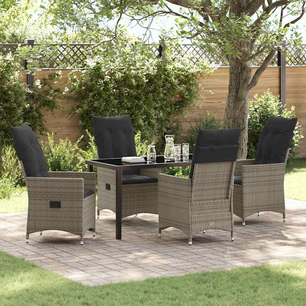 vidaXL Tuin Eettafel Set met kussen 3 pcs Zwart poly rattan