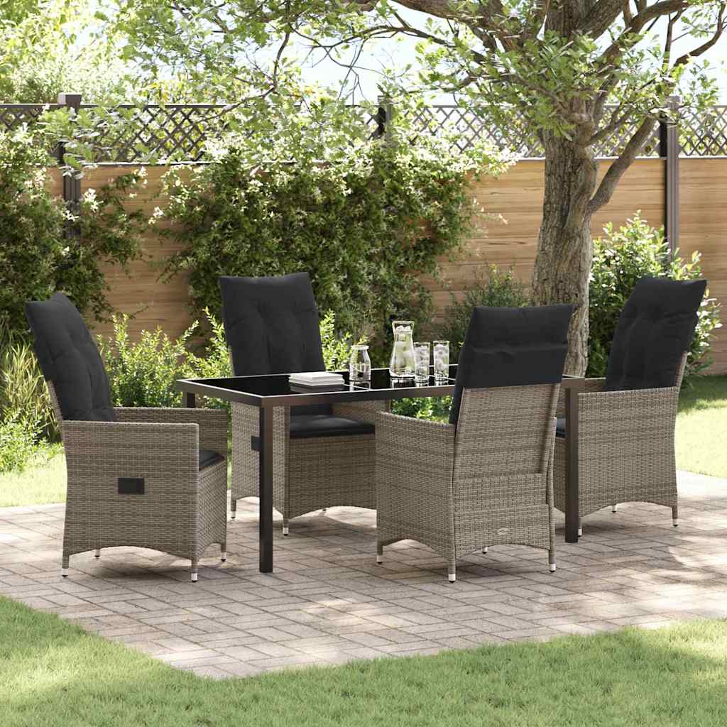 vidaXL Tuin Eettafel Set met kussen 3 pcs Zwart poly rattan