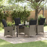 vidaXL Tuin Eettafel Set met kussen 3 pcs Zwart poly rattan