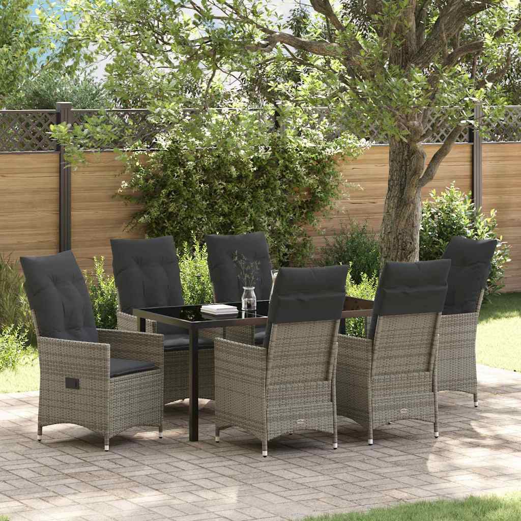 vidaXL Tuin Eettafel Set met kussen 3 pcs Zwart poly rattan
