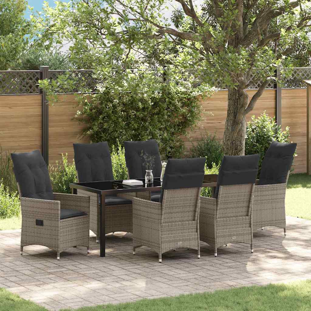 vidaXL Tuin Eettafel Set met kussen 3 pcs Zwart poly rattan