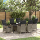 vidaXL Tuin Eettafel Set met kussen 3 pcs Zwart poly rattan