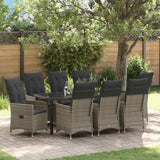vidaXL Tuin Eettafel Set met kussen 3 pcs Zwart poly rattan