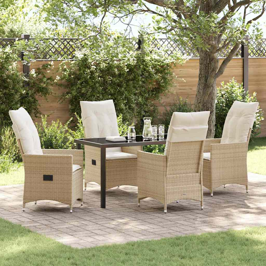 vidaXL Tuin Eettafel Set met kussen 3 pcs Zwart poly rattan