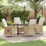 vidaXL Tuin Eettafel Set met kussen 3 pcs Zwart poly rattan