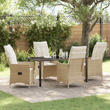 vidaXL Tuin Eettafel Set met kussen 3 pcs Zwart poly rattan