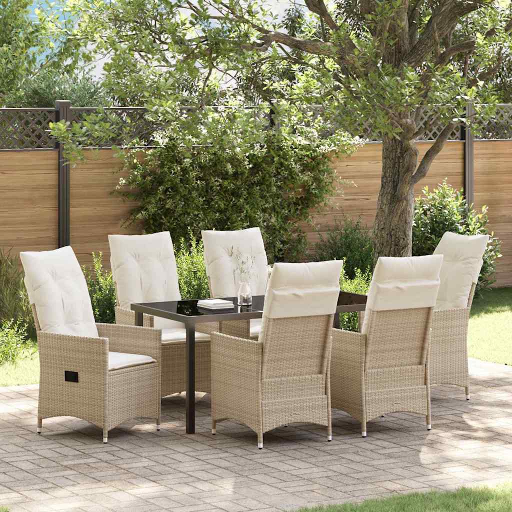 vidaXL Tuin Eettafel Set met kussen 3 pcs Zwart poly rattan