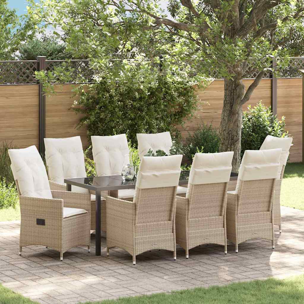 vidaXL Tuin Eettafel Set met kussen 3 pcs Zwart poly rattan